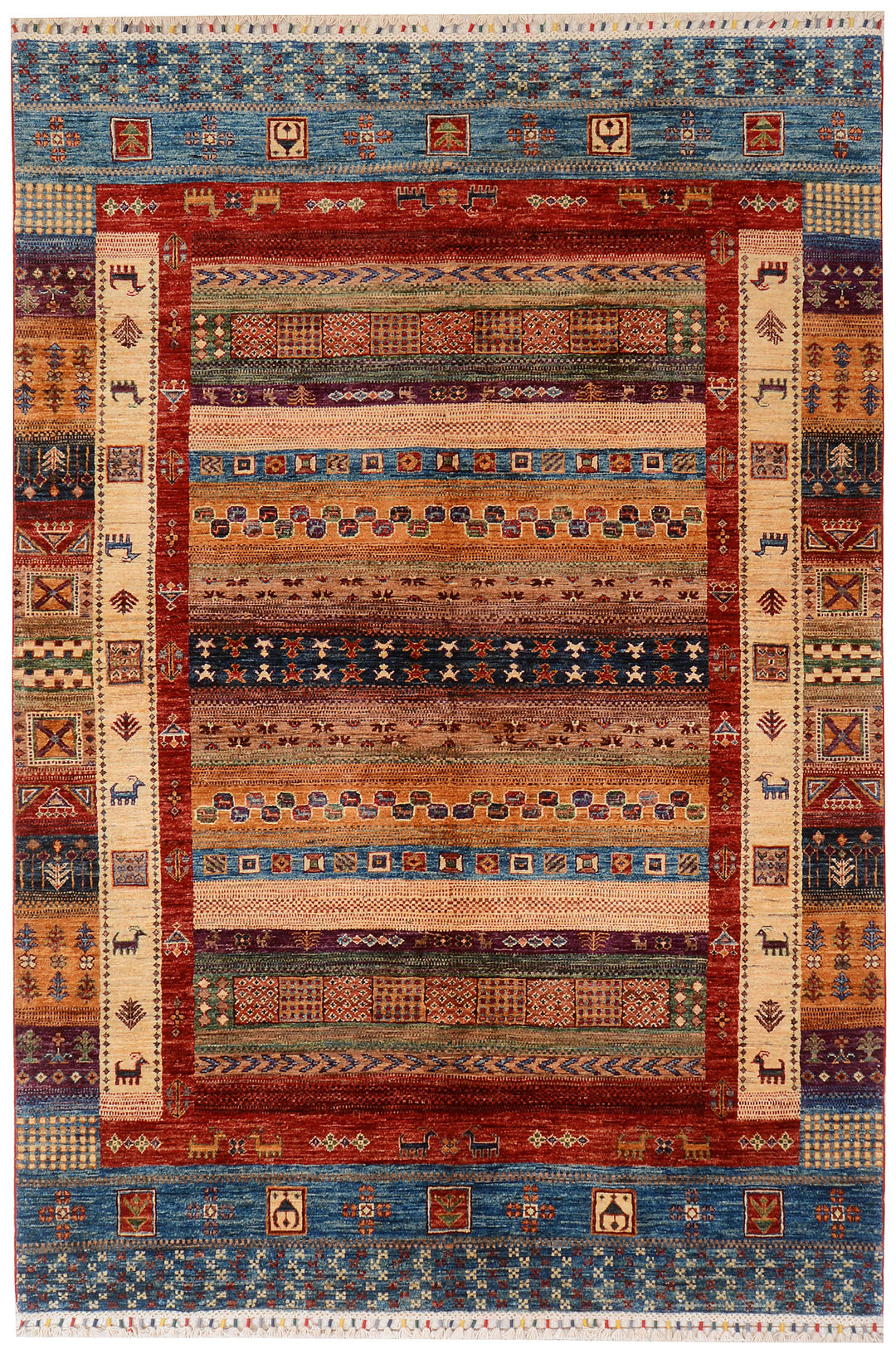 Afghan Kazak Rug 5' 6 x 8' 2 Hand-Knotted