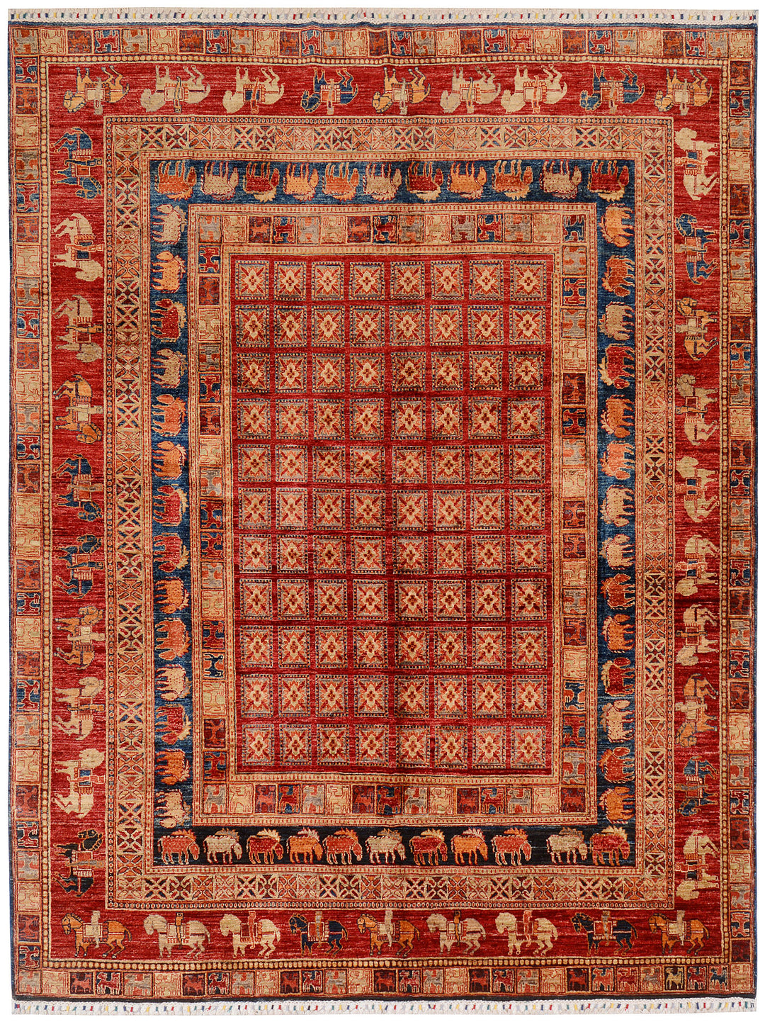 Afghan Kazak Rug 7' 9 x 10' 1 Hand-Knotted