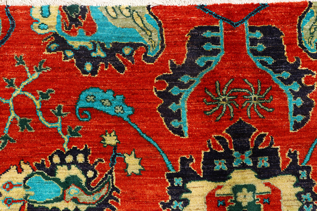 Orange Red Ikat 7'  11" x 10'  1" - No. QA85504