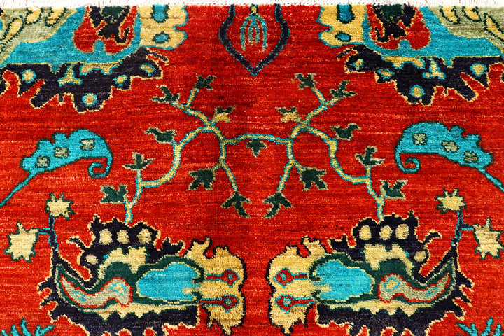 Orange Red Ikat 7'  11" x 10'  1" - No. QA85504