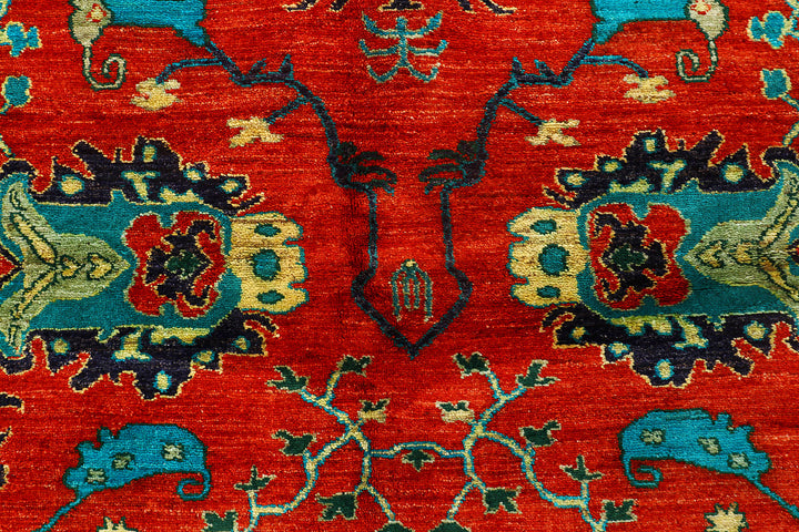 Orange Red Ikat 7'  11" x 10'  1" - No. QA85504