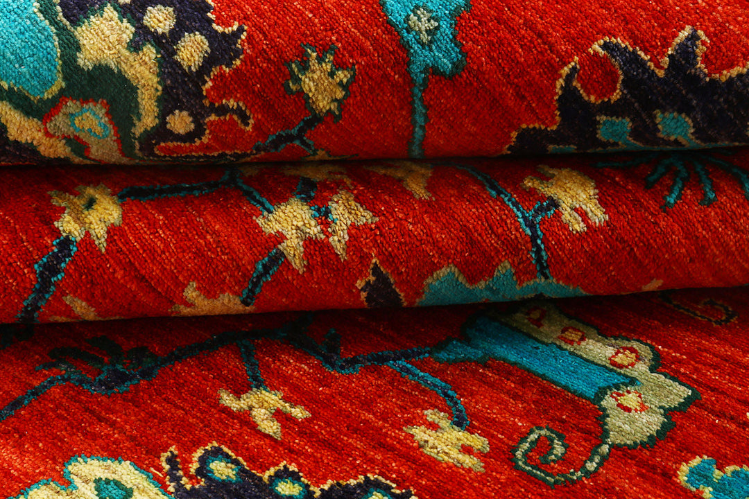 Orange Red Ikat 7'  11" x 10'  1" - No. QA85504