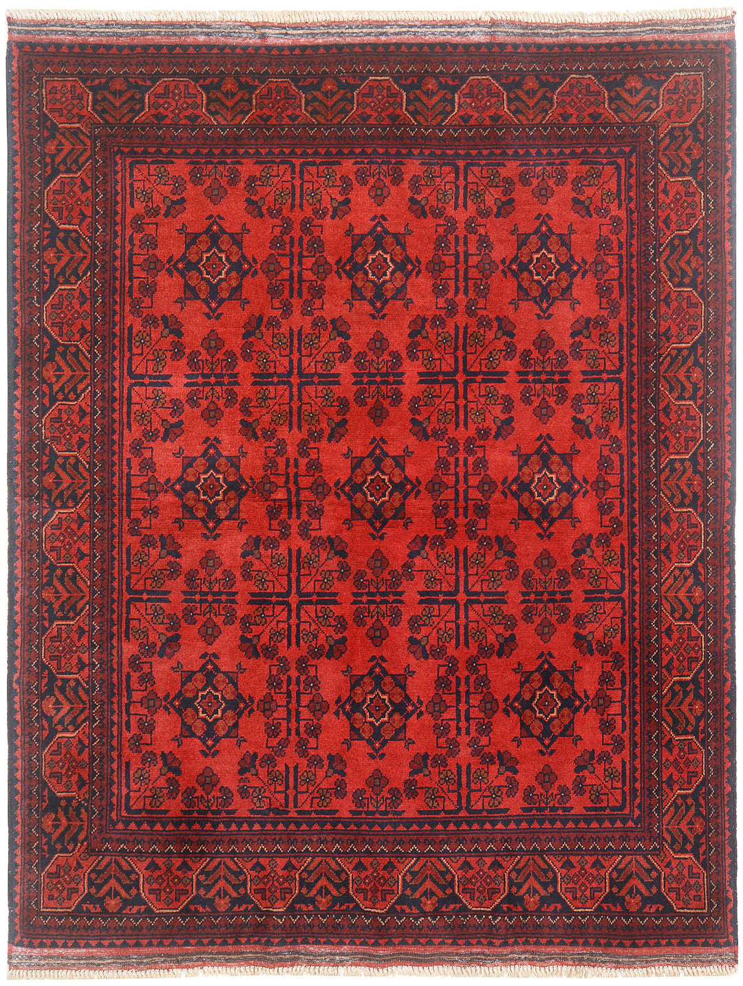 Red Afghan Khal Mohammadi Rug 5' x 6'4" Hand-Knotted