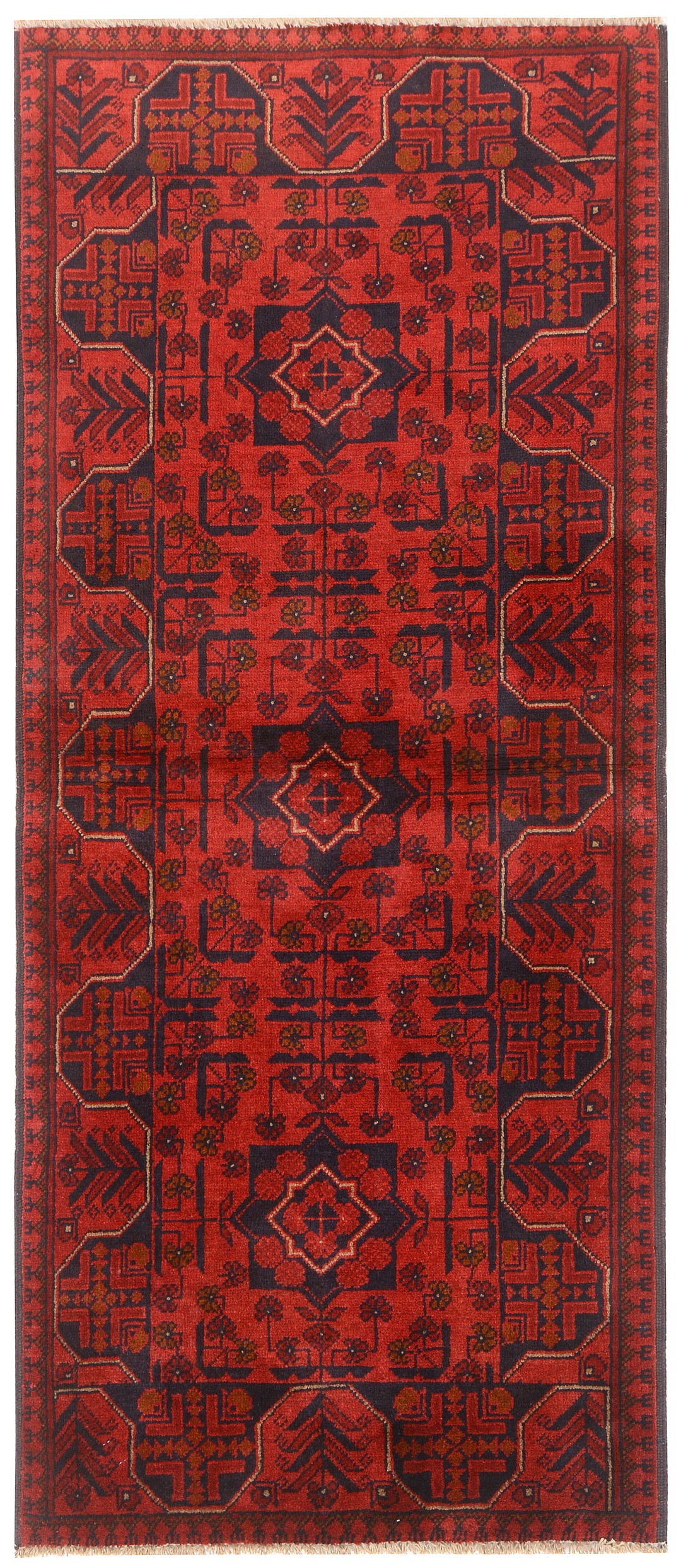 Red Afghan Khal Mohammadi Rug 2' 7" x 6' 2" Hand-Knotted