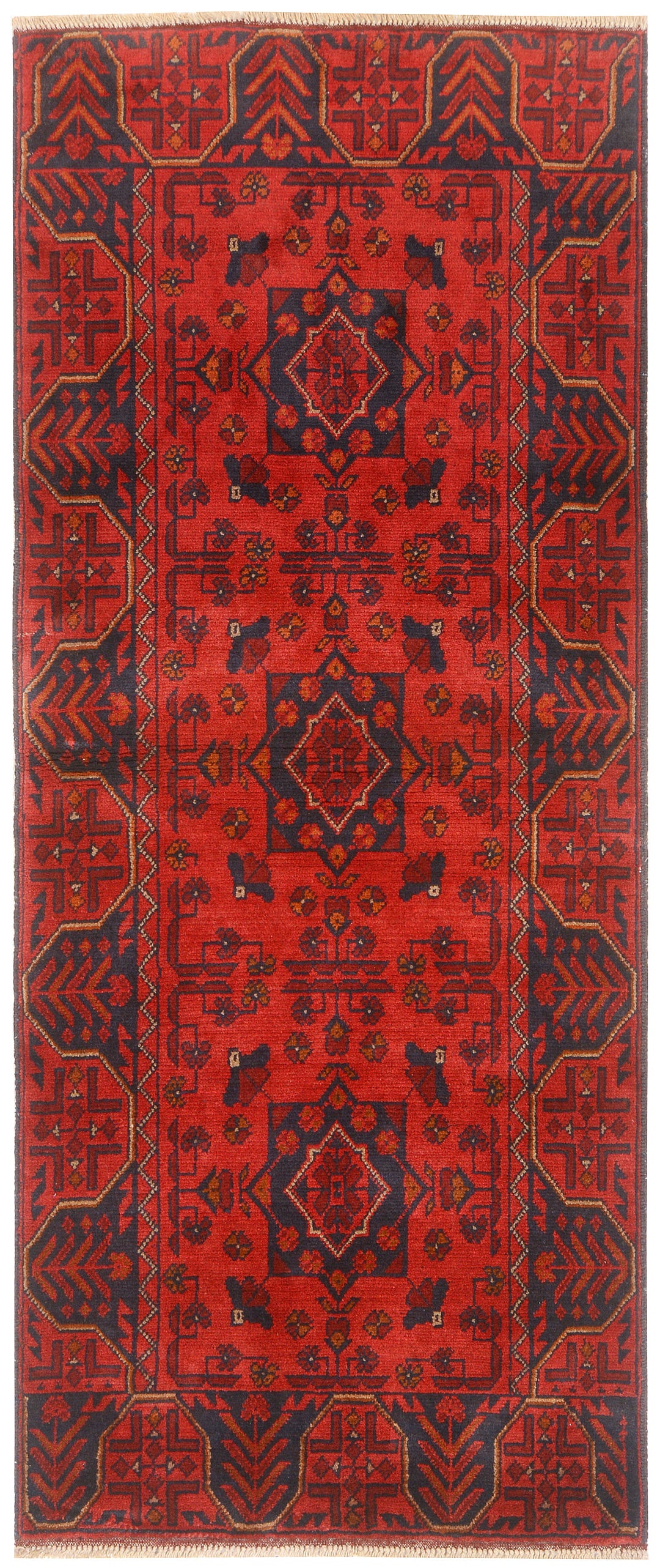 Red Afghan Khal Mohammadi Rug 2' 7" x 6' 2" Hand-Knotted