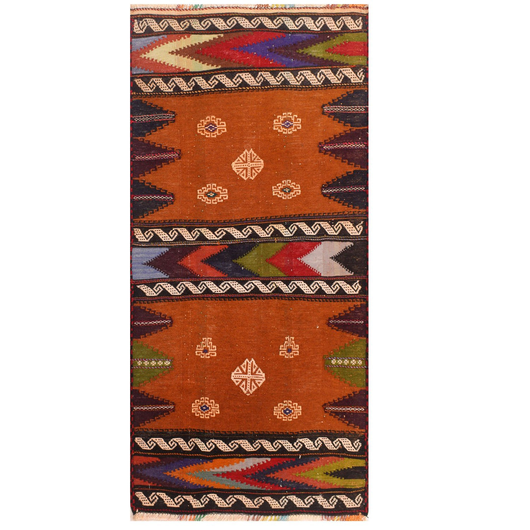 Afghan Sufra Kilim Rug 2' 1" x 4' 4" Flat-Weave