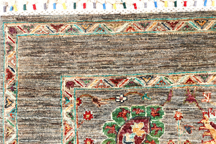 Dark Grey Kazak 4'  11" x 6'  9" - No. QA50858