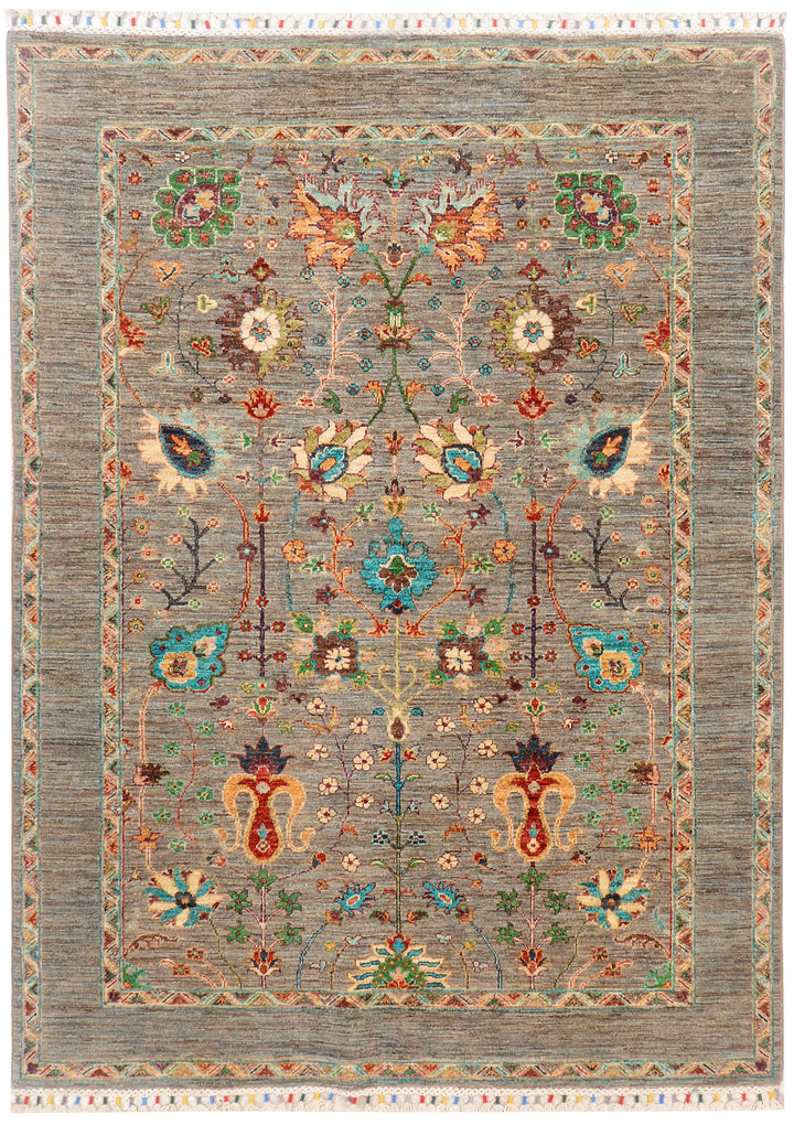 Dark Grey Kazak 4'  11" x 6'  9" - No. QA50858