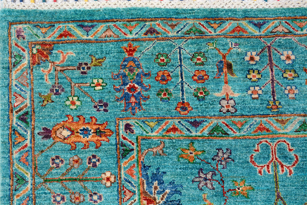 Medium Turquoise Kazak 6'  2" x 8'  10" - No. QA63797