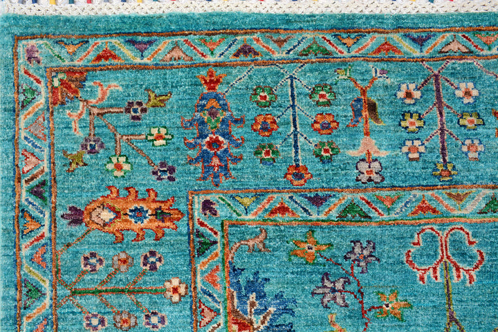 Medium Turquoise Kazak 6'  2" x 8'  10" - No. QA63797
