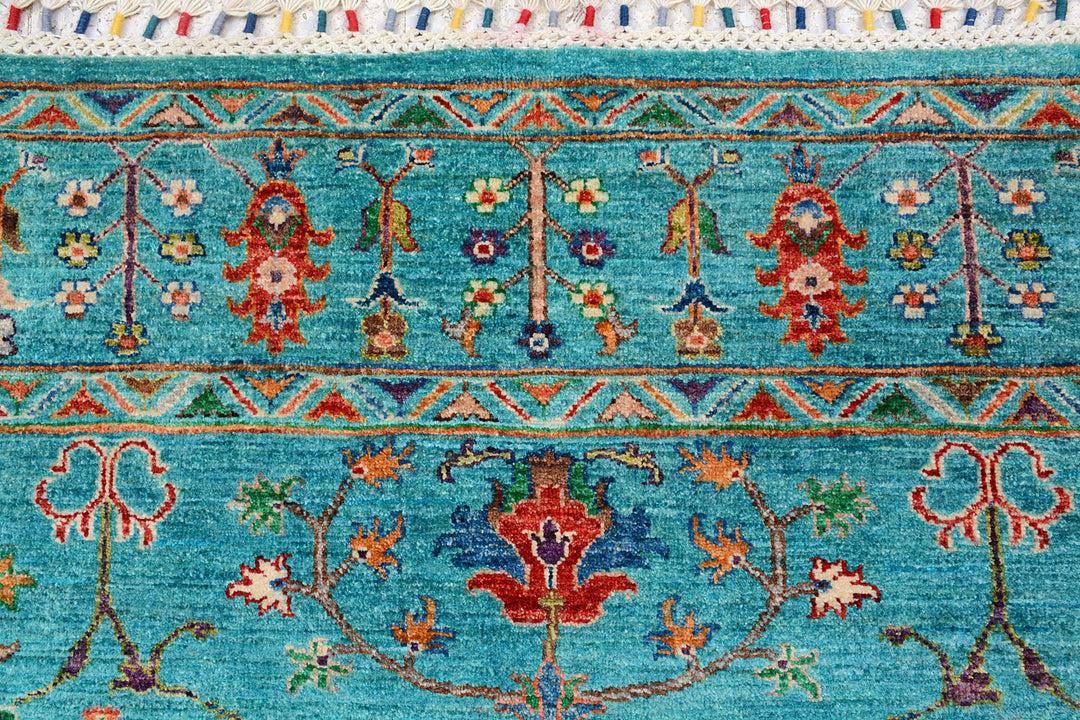 Medium Turquoise Kazak 6'  2" x 8'  10" - No. QA63797