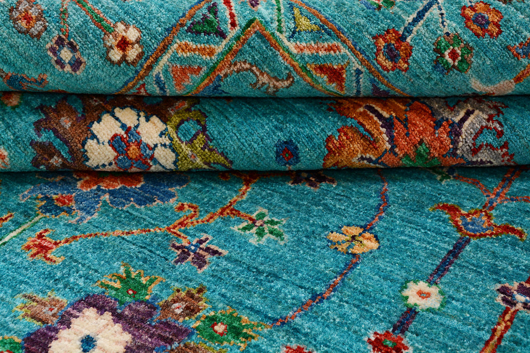 Medium Turquoise Kazak 6'  2" x 8'  10" - No. QA63797