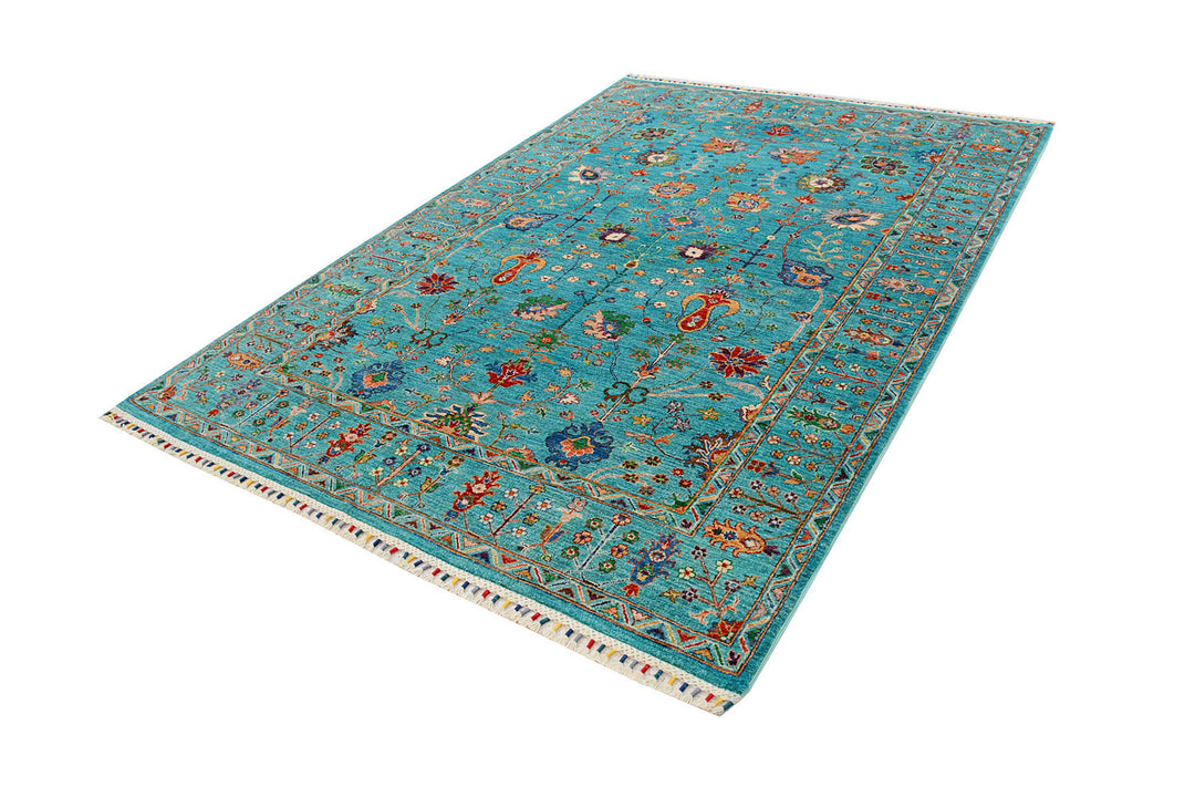 Medium Turquoise Kazak 6'  2" x 8'  10" - No. QA63797