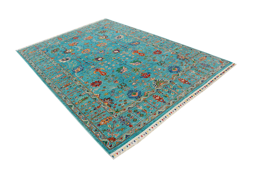 Medium Turquoise Kazak 6'  2" x 8'  10" - No. QA63797