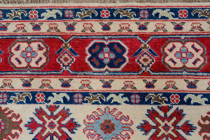White Afghan Kazak Rug 4'11" x 6'6" Hand-Knotted view