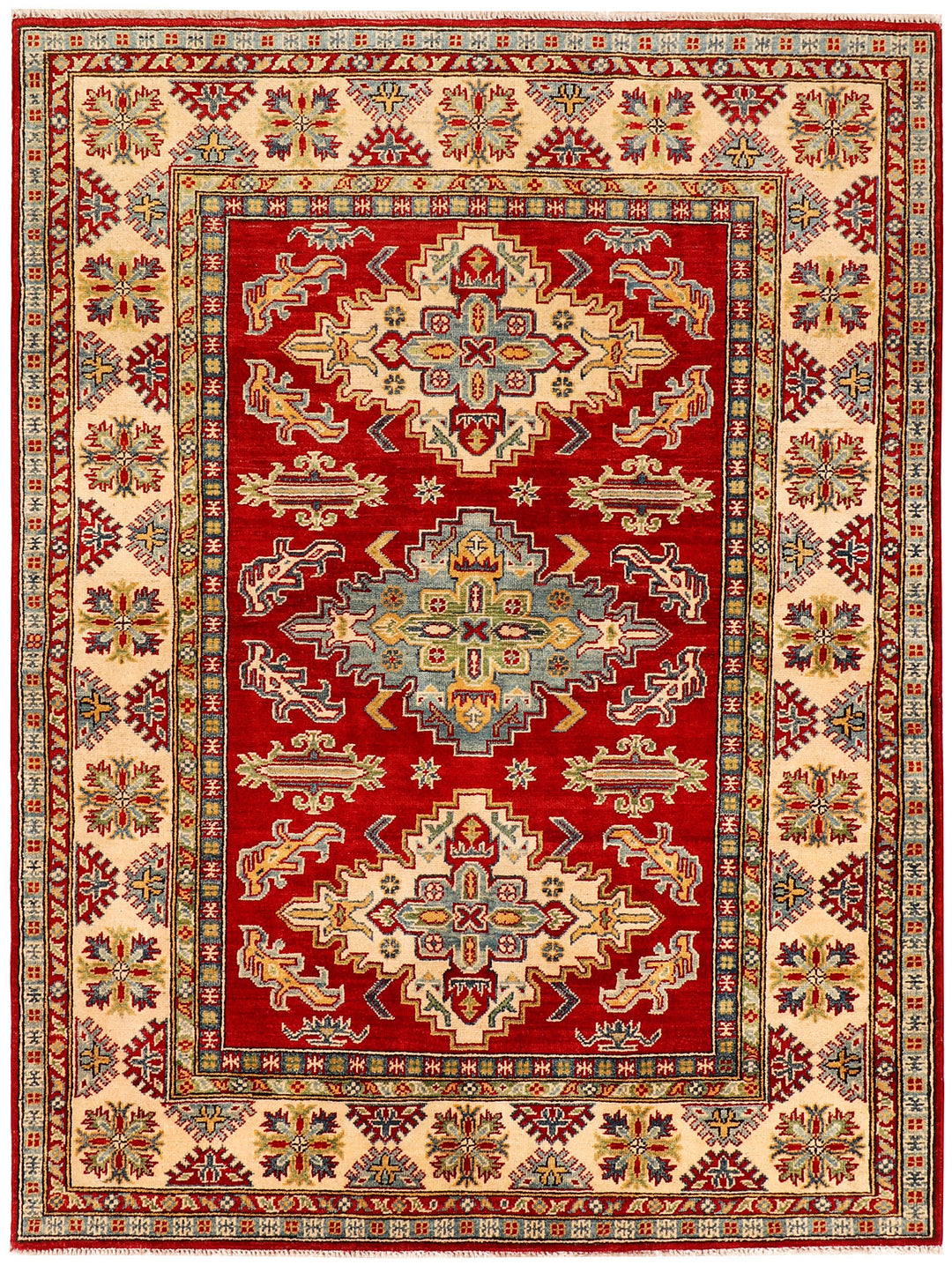 Red Kazak Rug 5' x 6' 7" Hand-Knotted