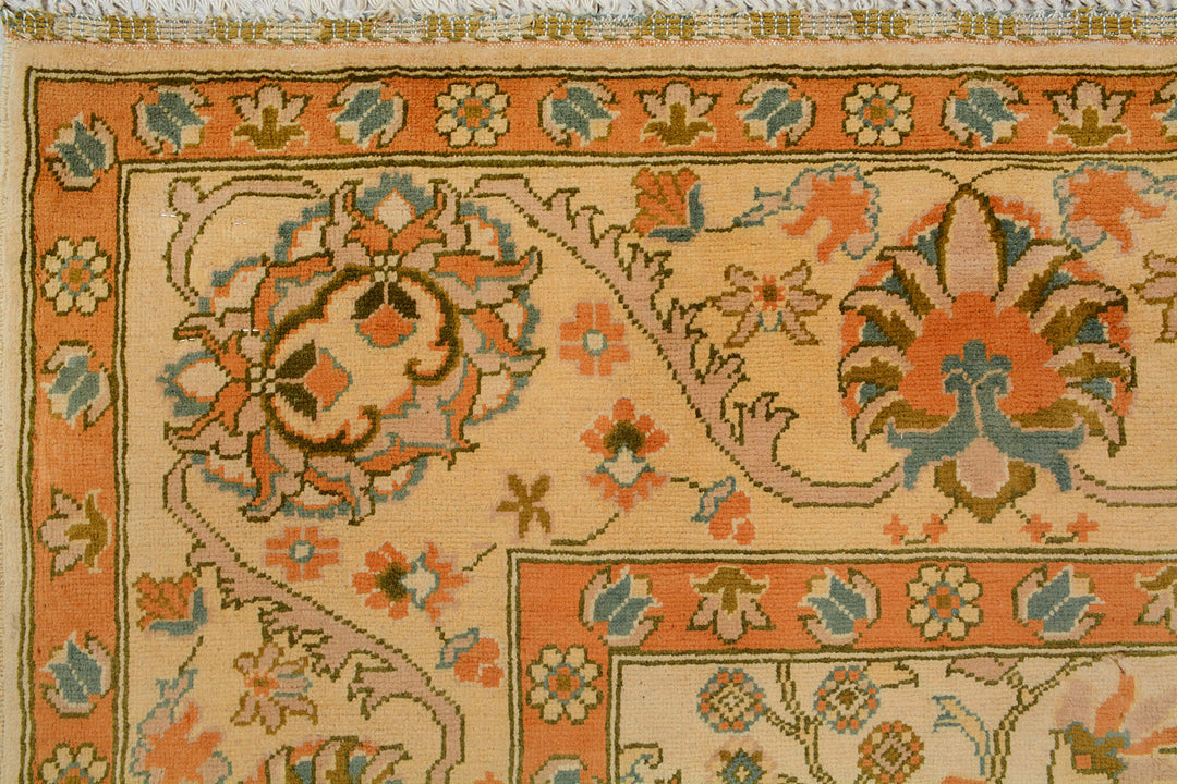White Afghan Khal Mohammadi Rug 6'5" x 10' Hand-Knotted detail