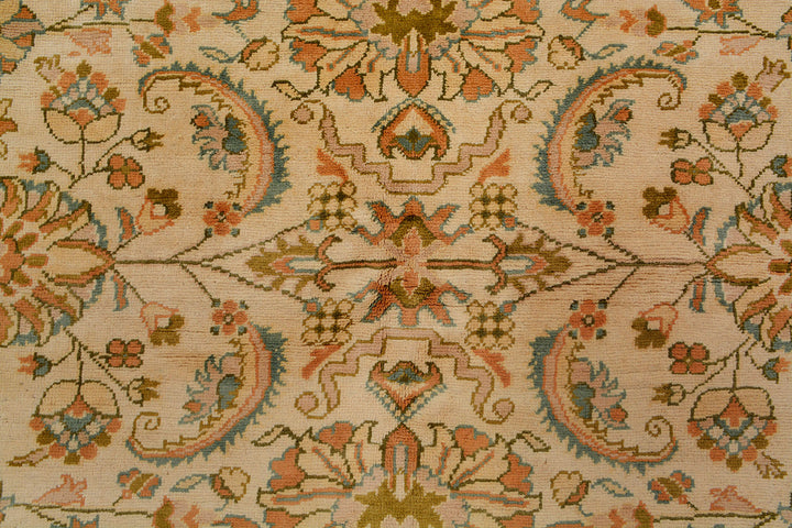 White Afghan Khal Mohammadi Rug 6'5" x 10' Hand-Knotted close-up
