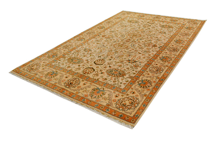 White Afghan Khal Mohammadi Rug 6'5" x 10' Hand-Knotted border
