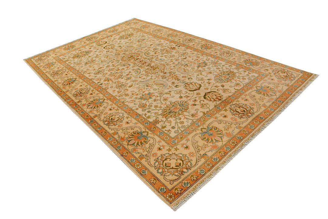 White Afghan Khal Mohammadi Rug 6'5" x 10' Hand-Knotted field