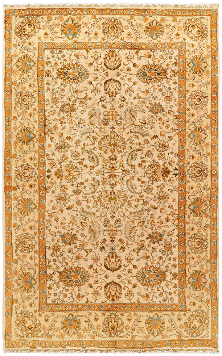 White Afghan Khal Mohammadi Rug 6'5" x 10' Hand-Knotted