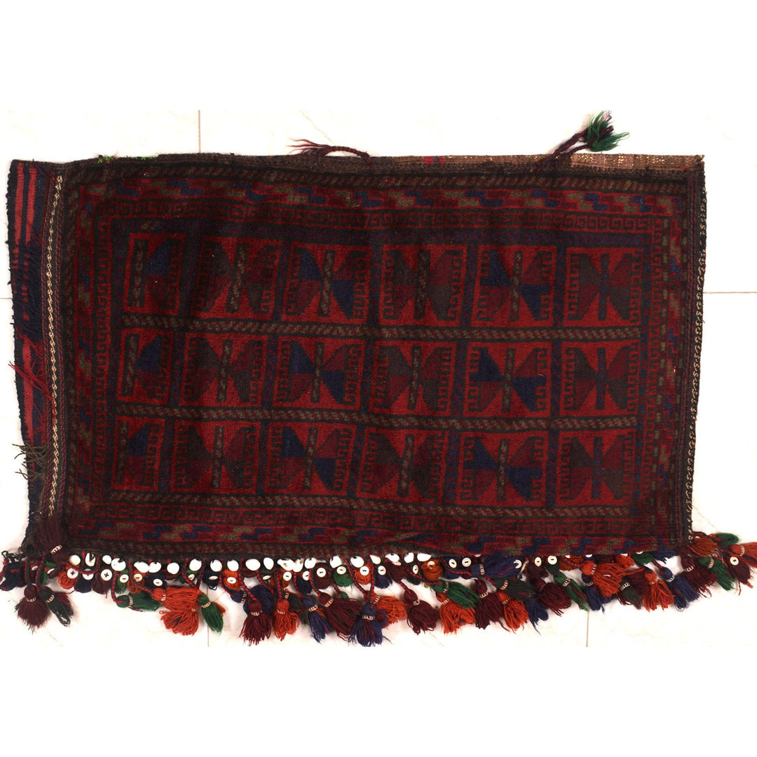 Red Afghan Balisht Rug 2' x 3' 4" Hand-Knotted