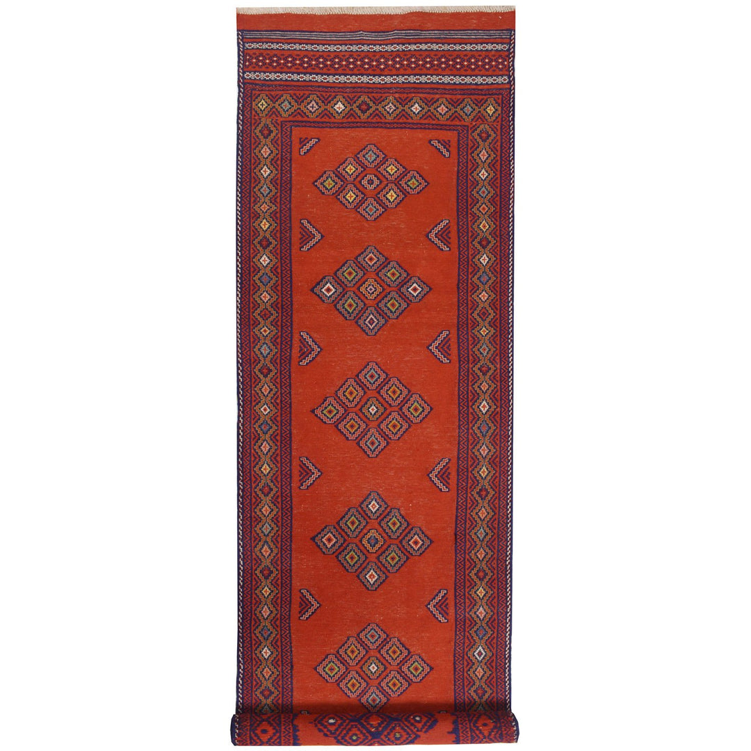 Red Afghan Laghari Kilim Rug 2' 5" x 9' 5" Flat-Weave