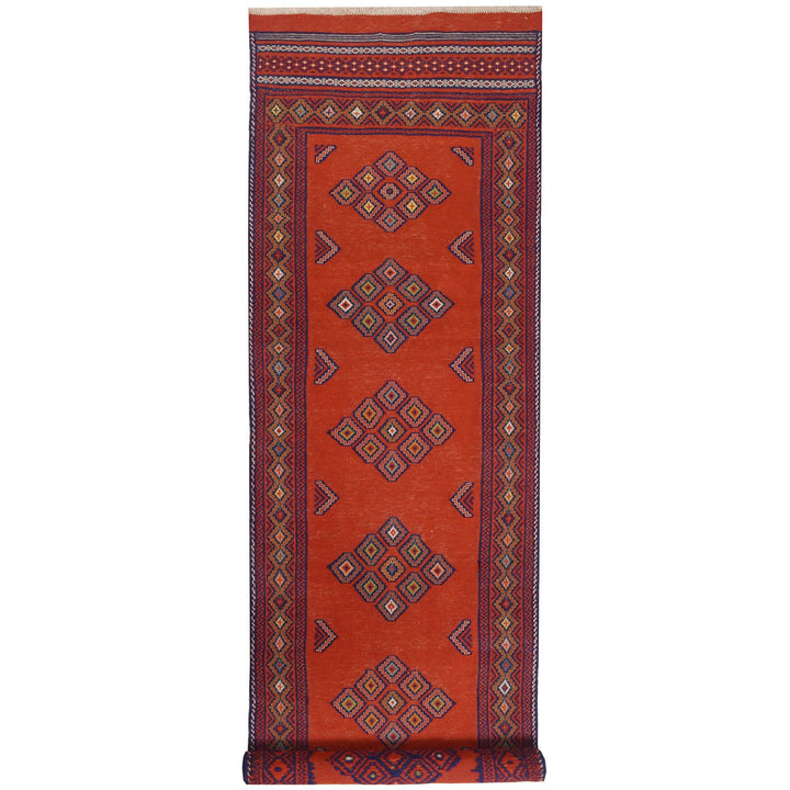 Red Afghan Laghari Kilim Rug 2' 5" x 9' 5" Flat-Weave