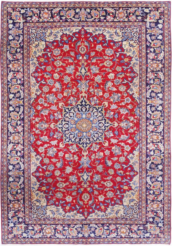 Red Afghan Mahal Rug 7'10" x 11'1" Hand-Knotted