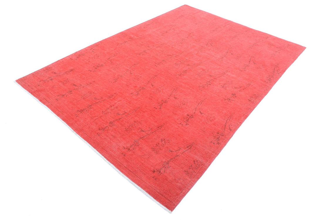Red Afghan Overdye Rug 5'11" x 8'8" Hand-Knotted view