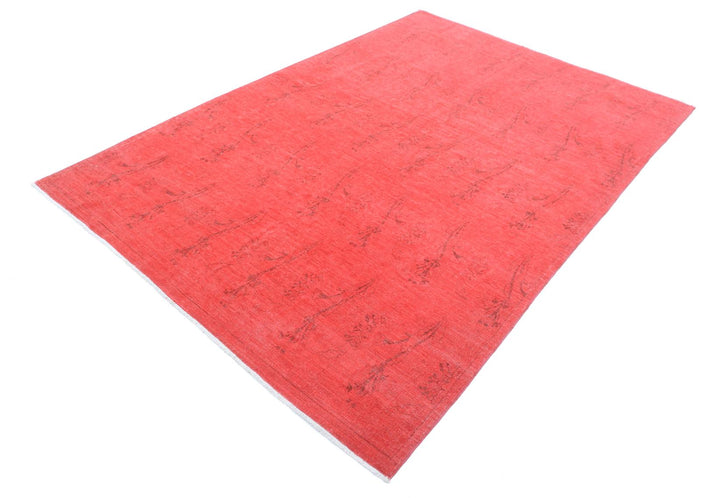 Red Afghan Overdye Rug 5'11" x 8'8" Hand-Knotted view