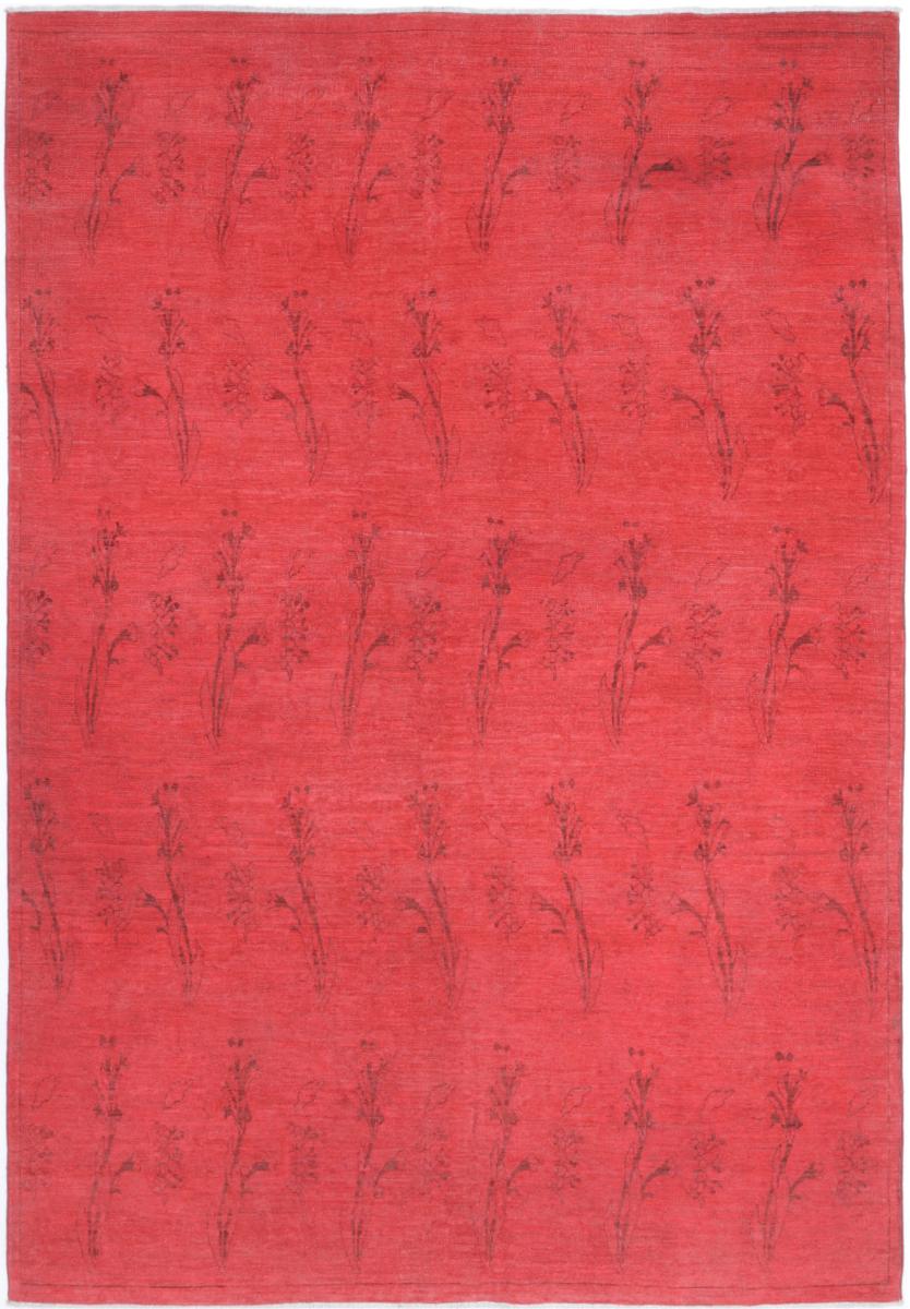 Red Afghan Overdye Rug 5'11" x 8'8" Hand-Knotted