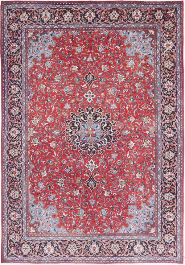 Red Afghan Mahal Rug 7' 1" x 10' 6" Hand-Knotted