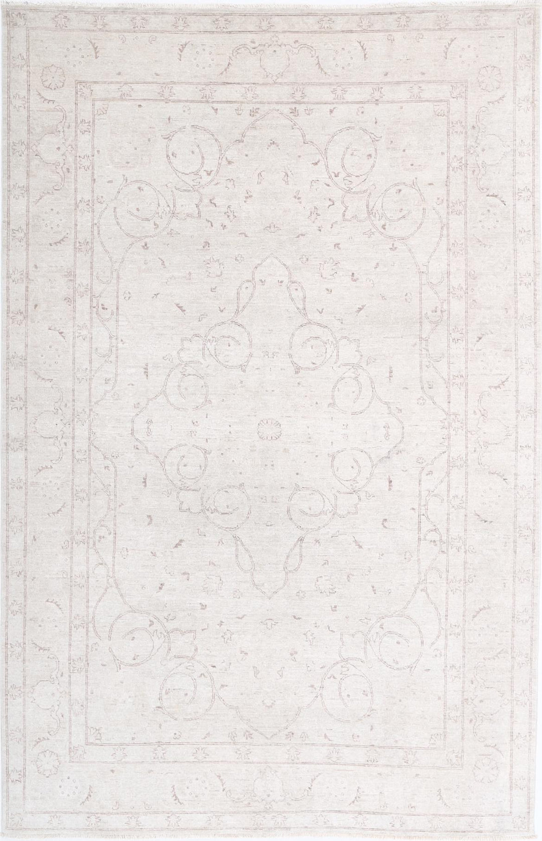 Ivory Afghan Serenity Rug 5'11" x 9'4" Hand-Knotted