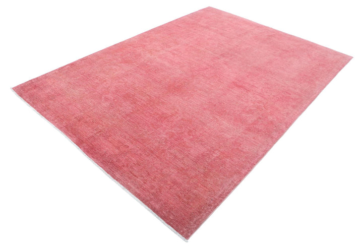 Red Pakistani Overdye Rug 6'1" x 8'8" Hand-Knotted view