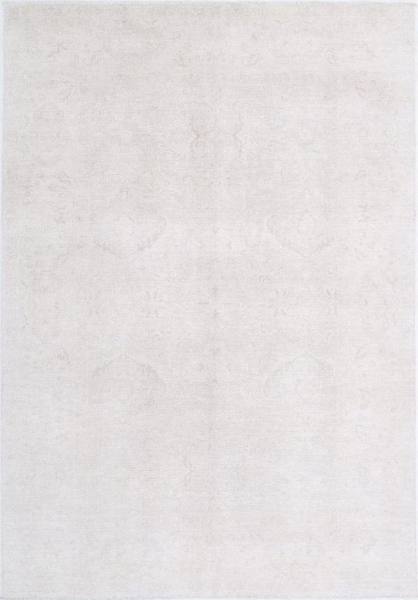 Ivory Pakistani Tabriz Rug 5'11" x 8'5" Hand-Knotted
