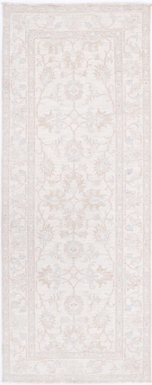 Ivory Pakistani Farhan Rug 2'5" x 6'4" Hand-Knotted