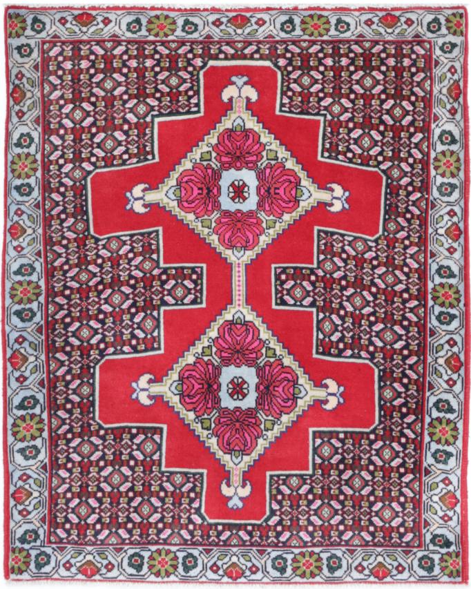 Red Afghan Senneh Rug 2'6" x 3'2" Hand-Knotted