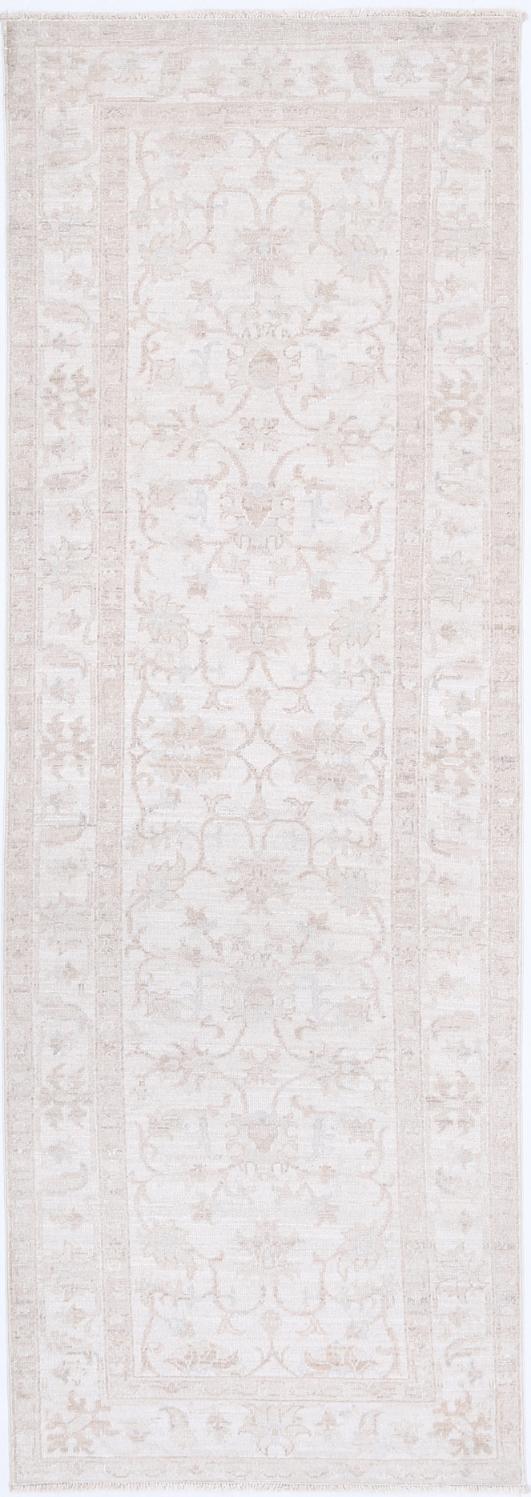 Ivory Afghan Serenity Runner Rug 2'6" x 7'10" Hand-Knotted