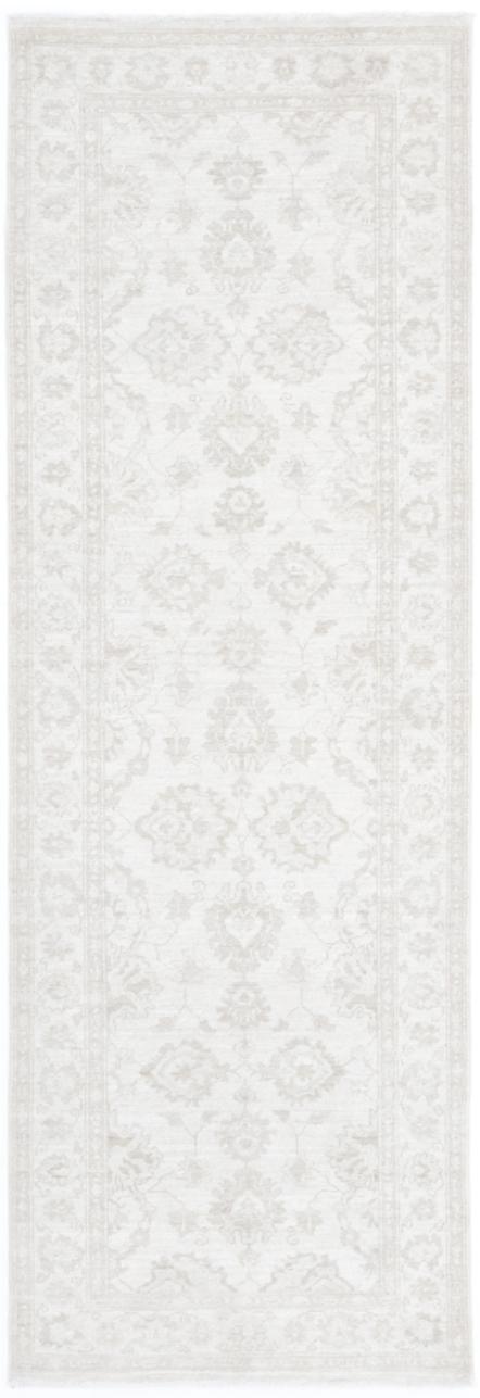 Ivory Afghan Runner Rug 2'7" x 8'2" Hand-Knotted