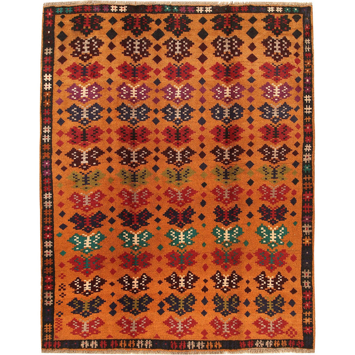 Dark Brown Afghan Baluchi Rug 6' 2" x 7' 9" Hand-Knotted
