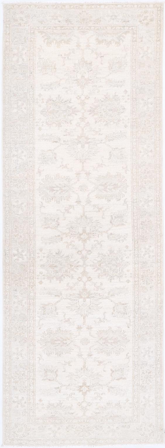 Ivory Afghan Serenity Runner Rug 2'7" x 8'0" Hand-Knotted