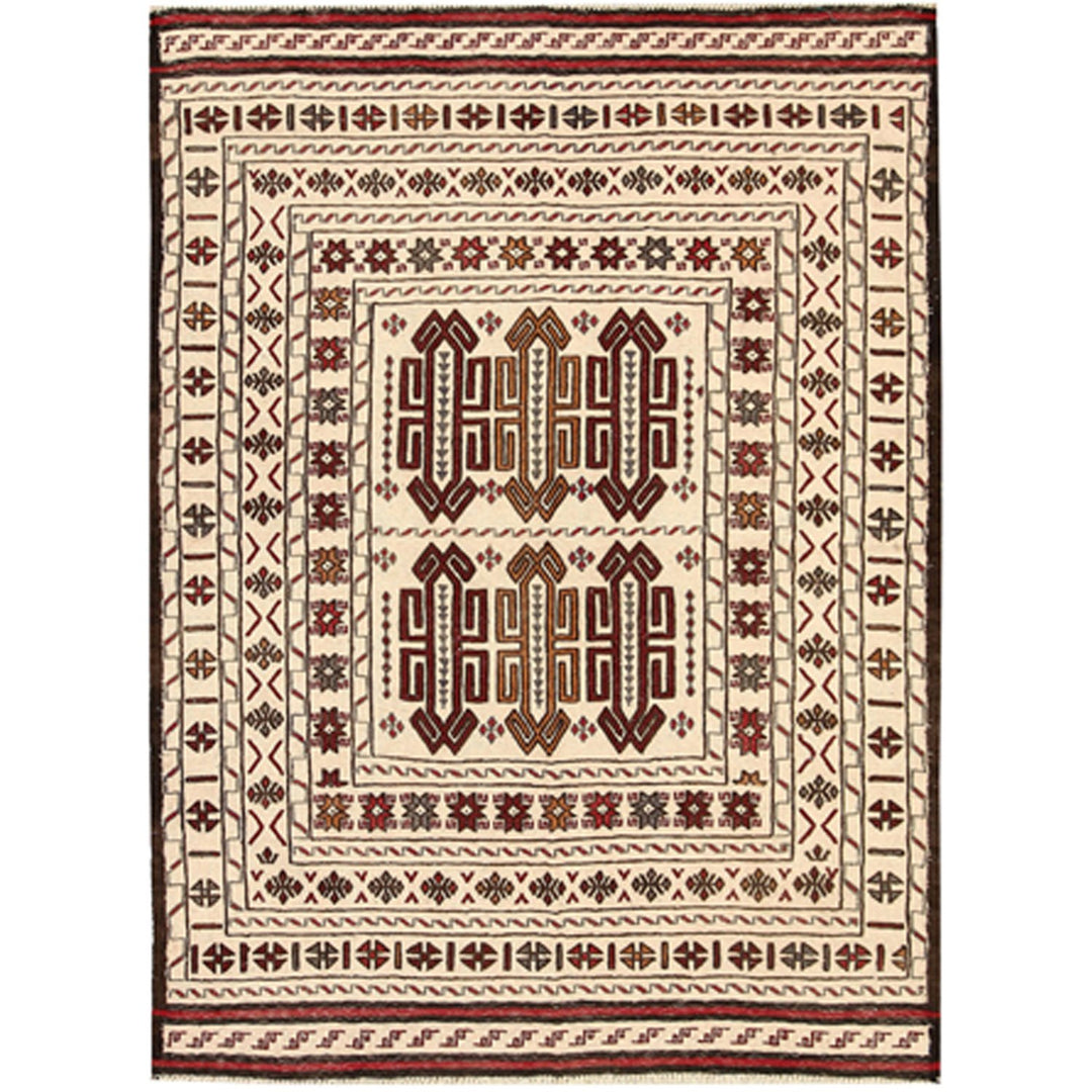 Soumak Kilim 4' 2" x 5' 3" (ft) - No. AL22210 - ALRUG Rug Store