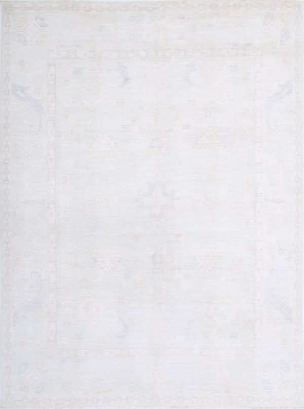 Ivory Pakistani Oushak Rug 7'11" x 10'9" Hand-Knotted