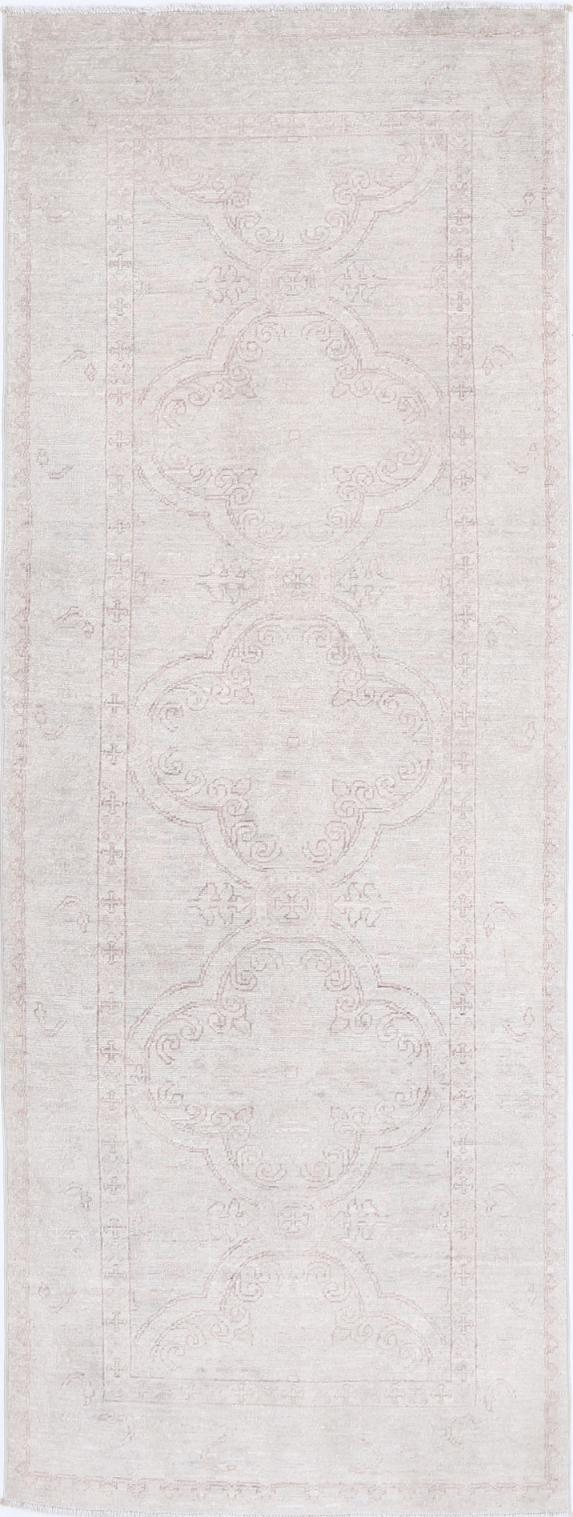 Ivory Pakistani Tabriz Rug 2'8" x 8'0" Hand-Knotted