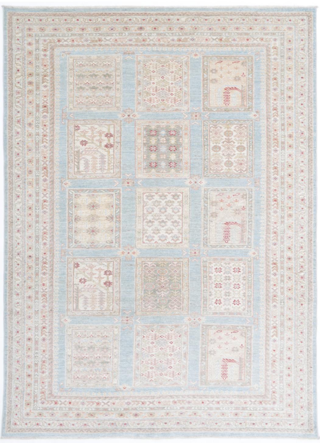 Teal Pakistani Ziegler Rug 5'7" x 7'11" Hand-Knotted