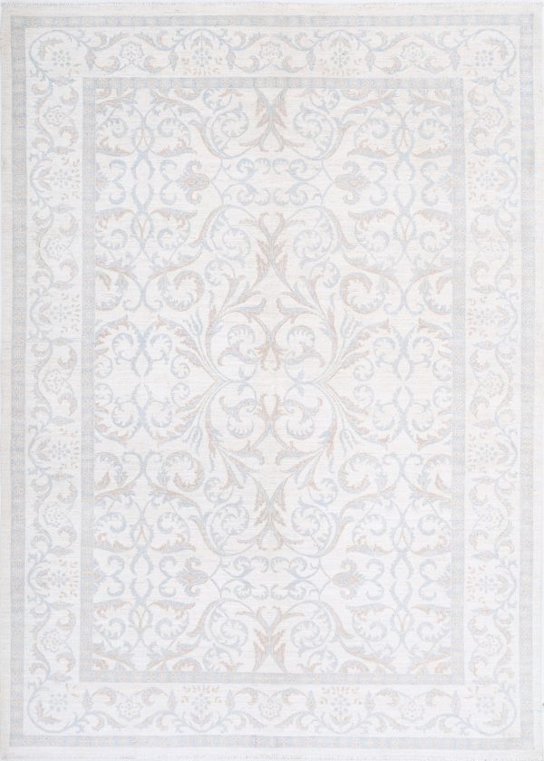 Ivory Pakistani Tabriz Rug 6' 4" x 8' 9" Hand-Knotted