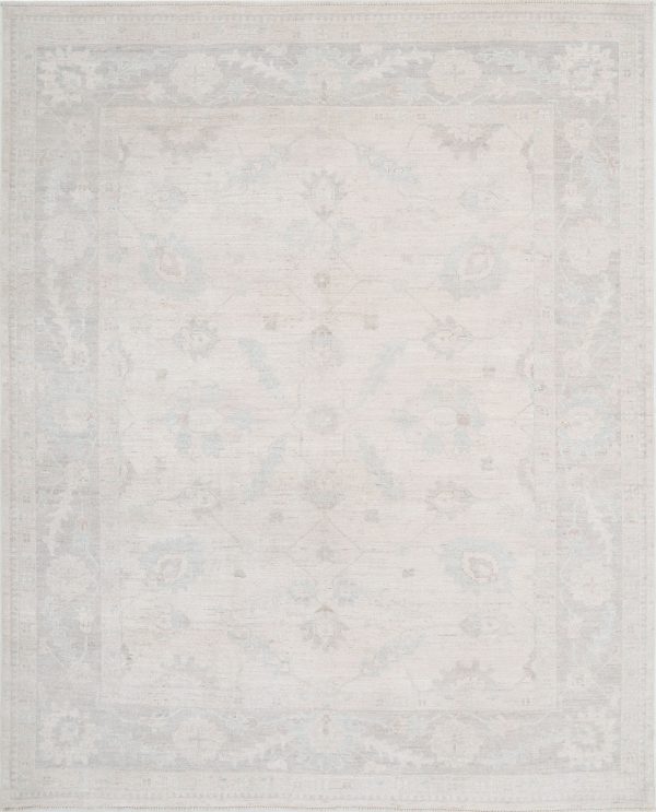 Ivory Pakistani Oushak Rug 8'1" x 10'0" Hand-Knotted