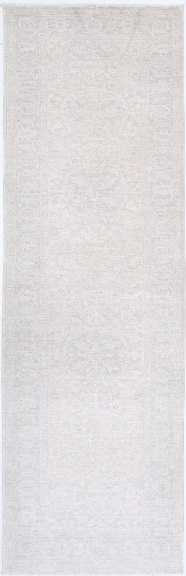 Ivory Afghan Tabriz Rug 2'11" x 9'11" Hand-Knotted