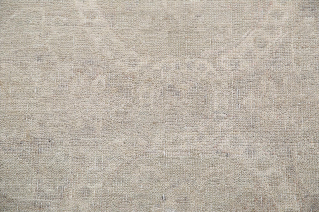 Green Afghan Tabriz Rug 2'9" x 10'6" Hand-Knotted field